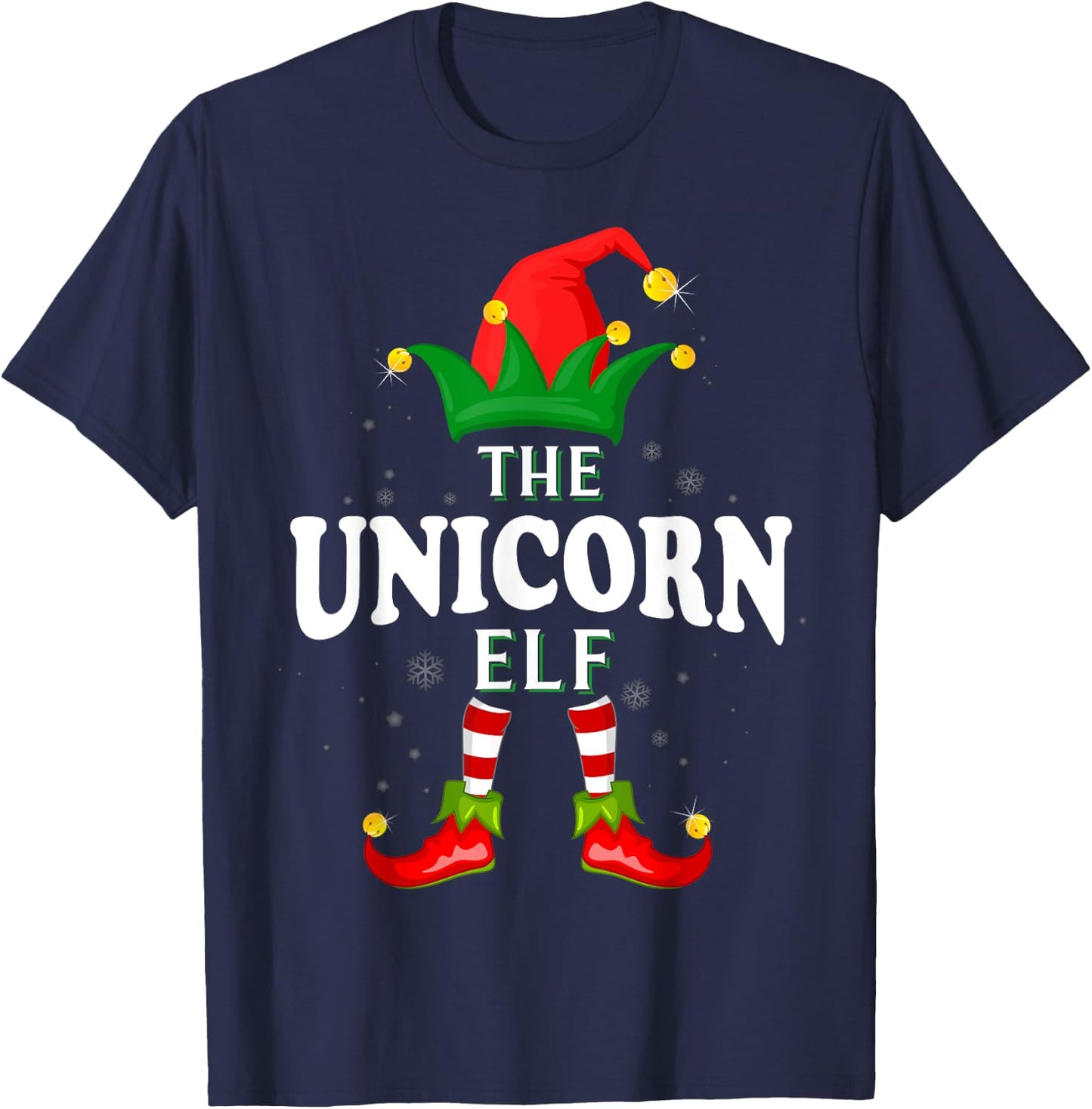 Xmas Unicorn Elf Family Matching Christmas Pajama T-Shirt - T-Shirt | Navy