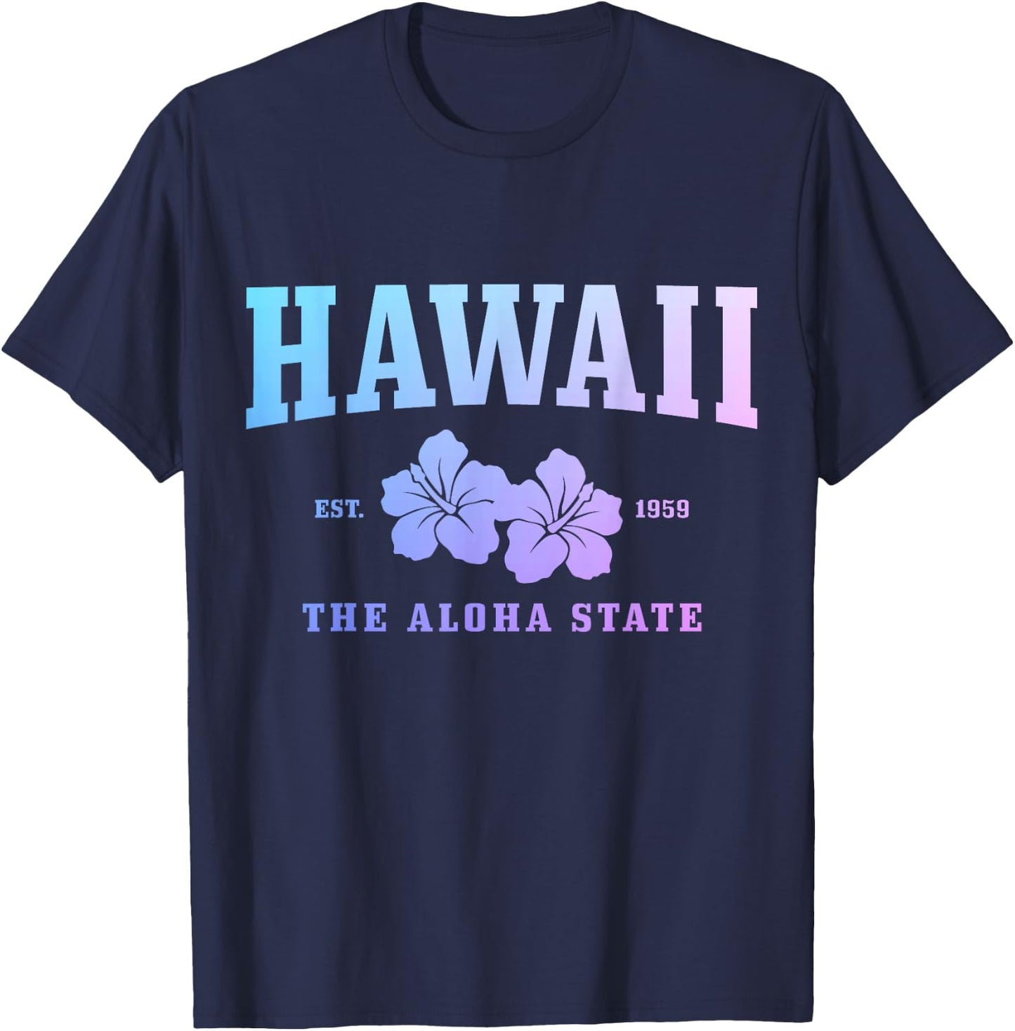 Hawaii Aloha State Hibiscus Surf Surfer Maui Kauai Hawaii T-Shirt - T-Shirt | Navy