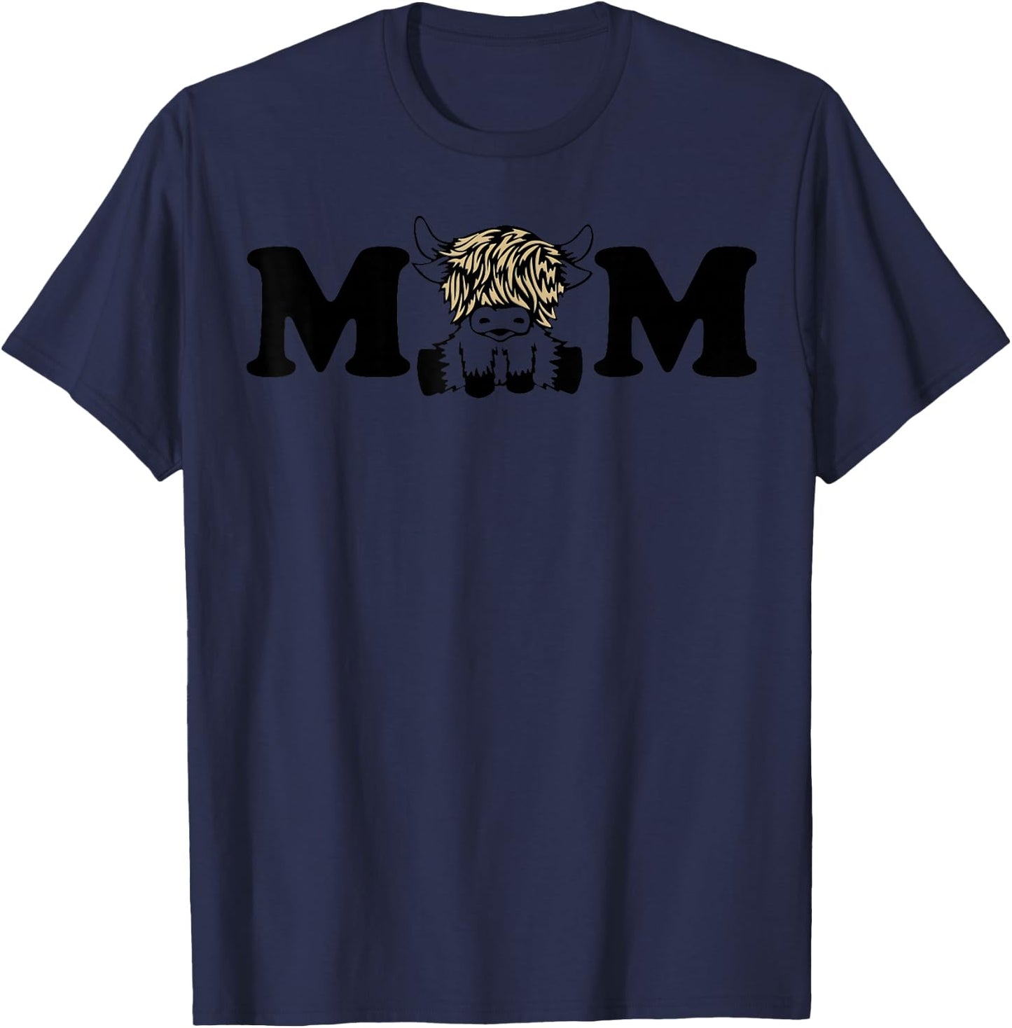 Highland Cow Mom T-Shirt - T-Shirt | Navy
