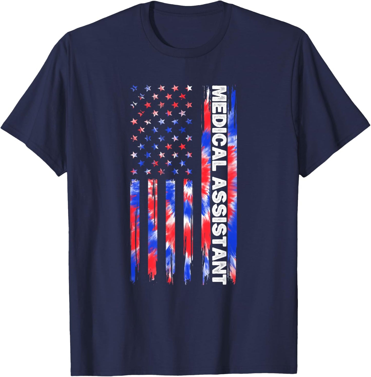 Medical Assistant Tie Dye American Flag 4th Of July MA USA T-Shirt - T-Shirt | Navy