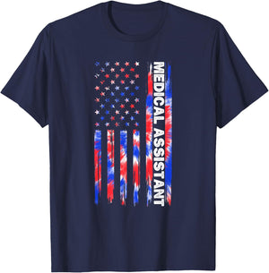 Medical Assistant Tie Dye American Flag 4th Of July MA USA T-Shirt - T-Shirt | Navy