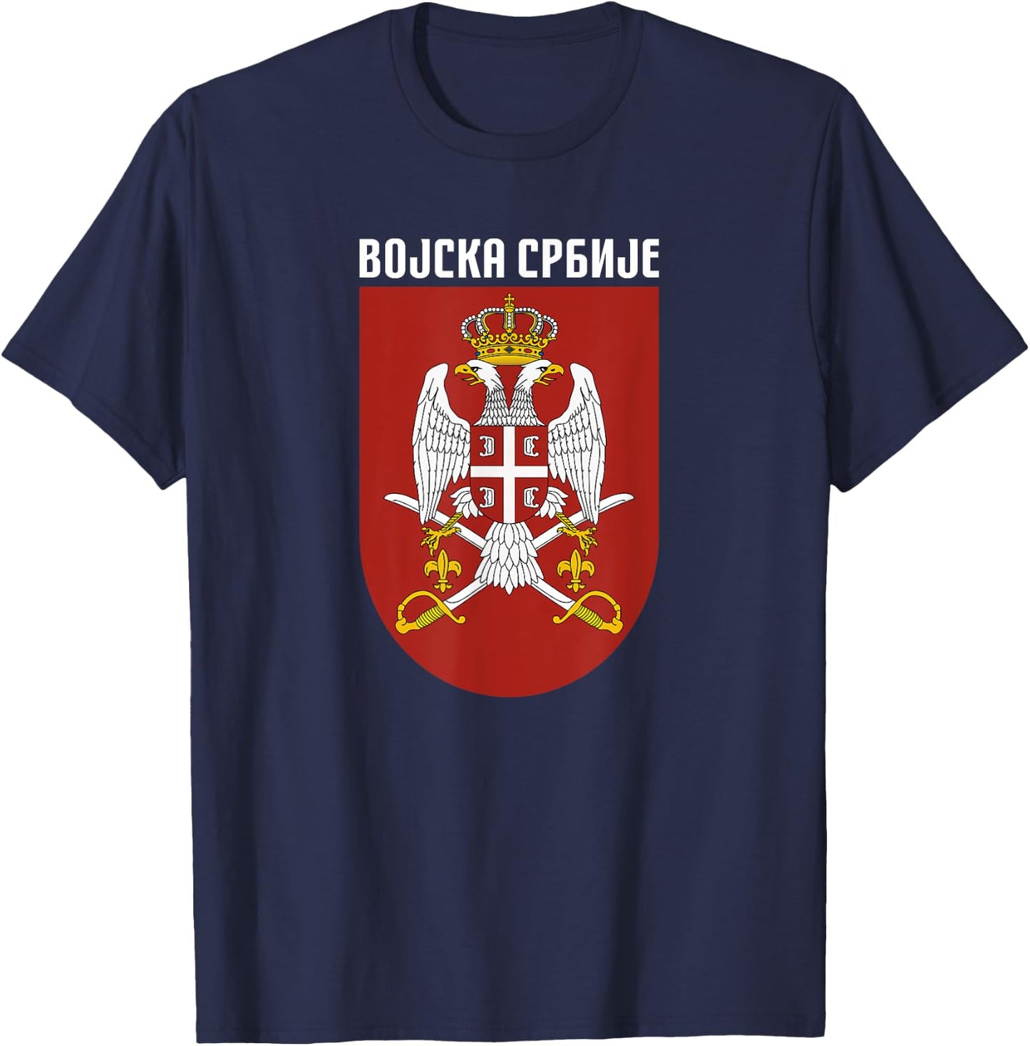 Serbian Army Serbia Flag Armed Forces Military Balkan Srbija T-Shirt - T-Shirt | Navy