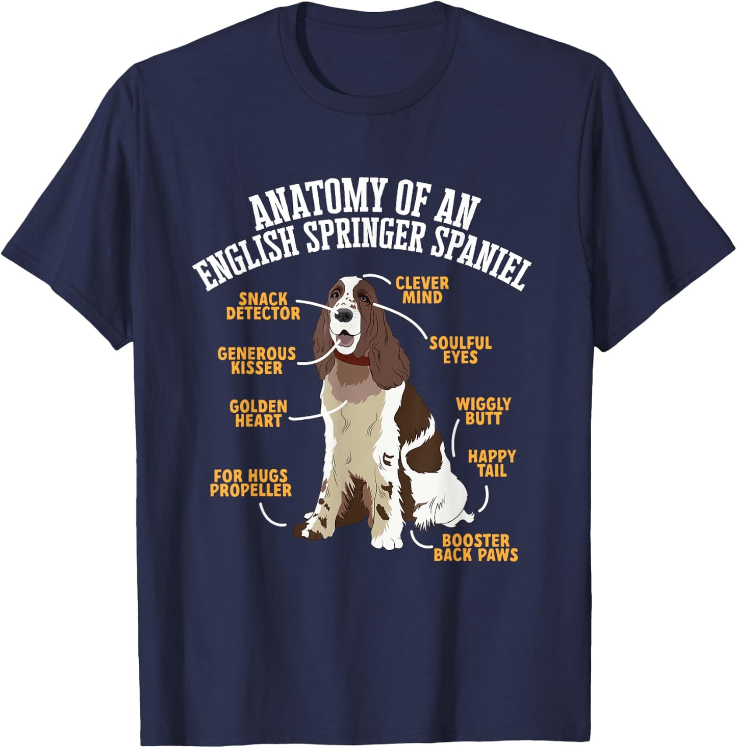 Anatomy Of An English Springer Spaniel T-Shirt - T-Shirt | Navy