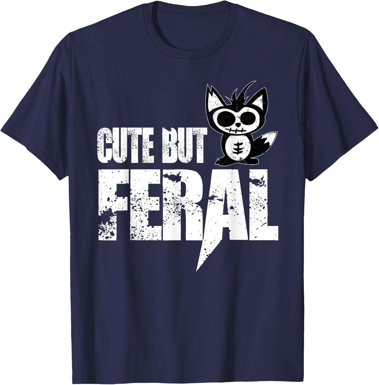 Cute But Feral Fox Funny Back To School Outdoors Gift T-Shirt - T-Shirt | Navy