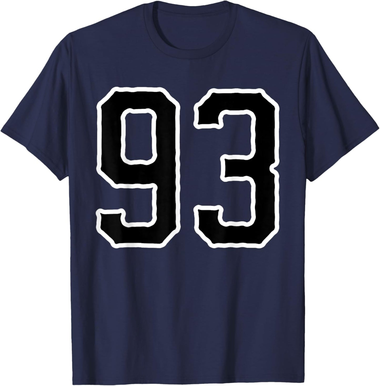 Number #93 White Black Sports Team Number 93 T-Shirt - T-Shirt | Navy