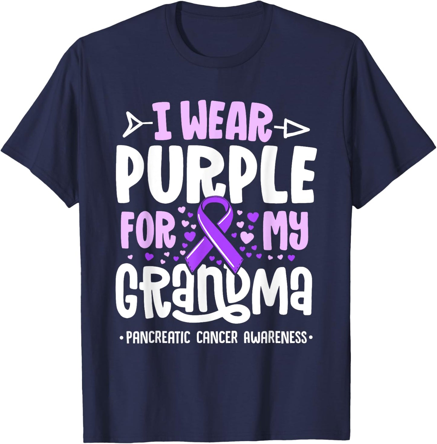 I Wear Purple For My Grandma Pancreatic Cancer Awareness T-Shirt - T-Shirt | Navy