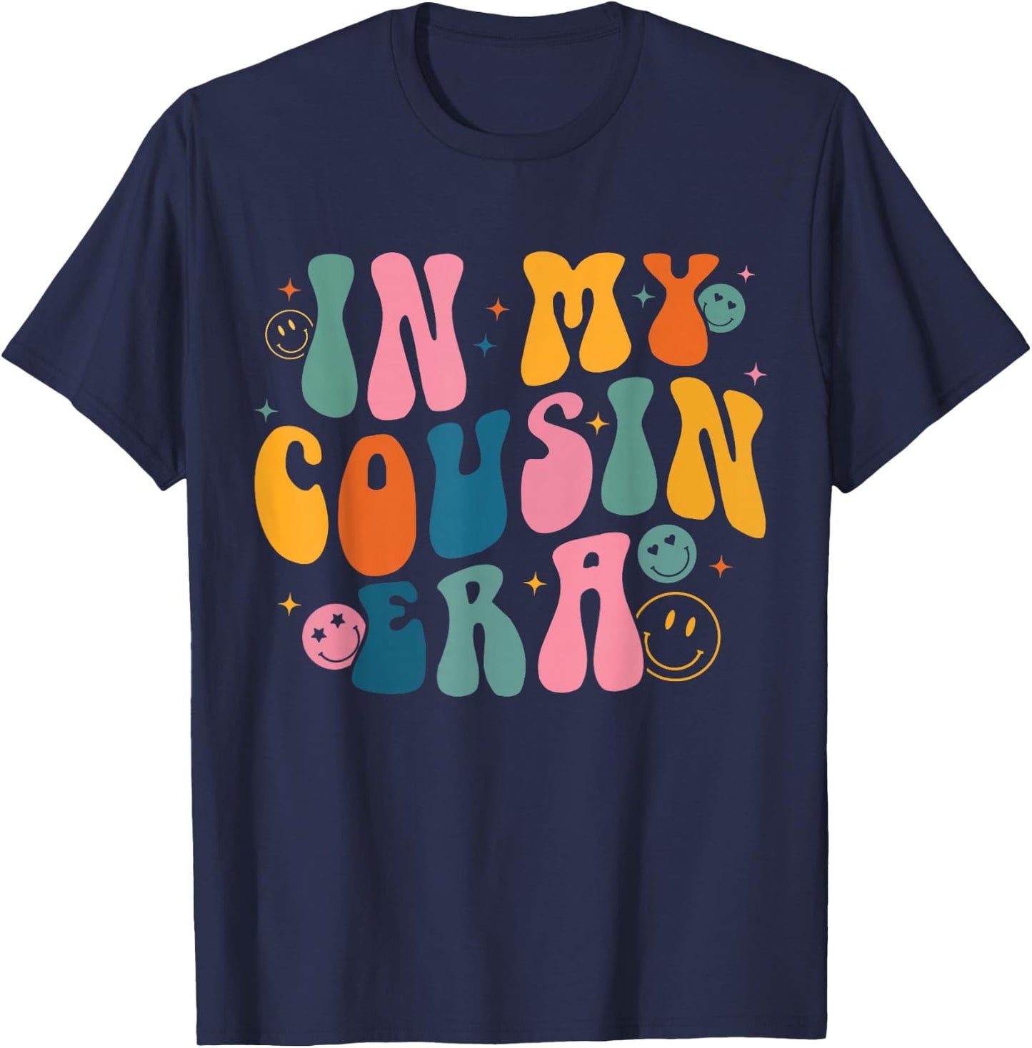 Retro Groovy In My Cousin Era, Funny Cool Cousin Toddler Kid T-Shirt - T-Shirt | Navy