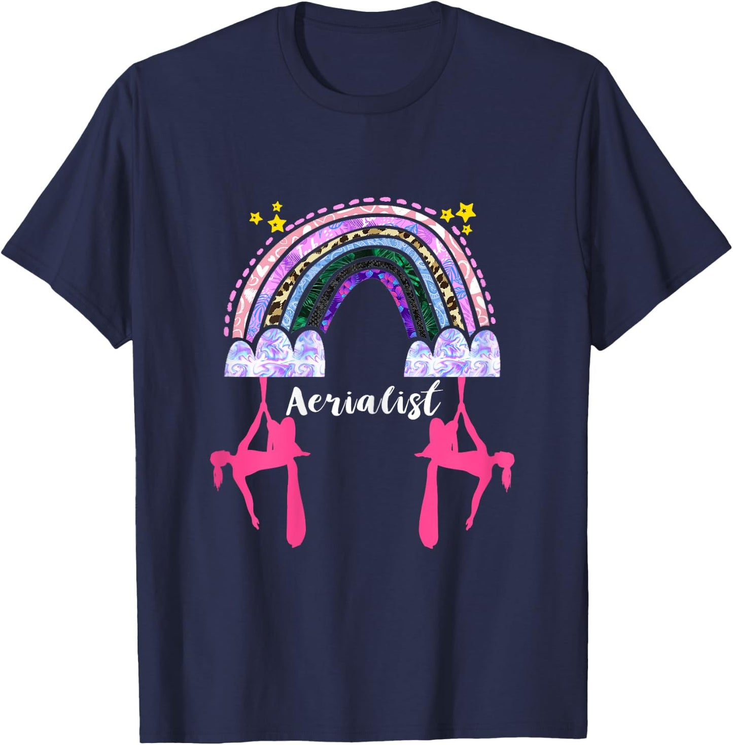 Hanging Aerialist Rainbow Aerial Silk Aerial Hoop Aerial T-Shirt - T-Shirt | Navy