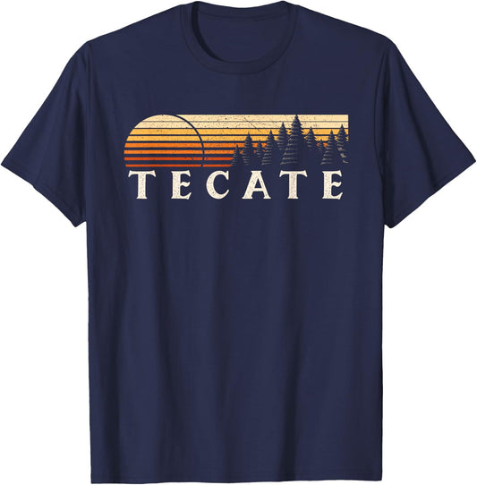 Tecate, CA Vintage Evergreen Sunset Eighties Retro T-Shirt - T-Shirt | Navy