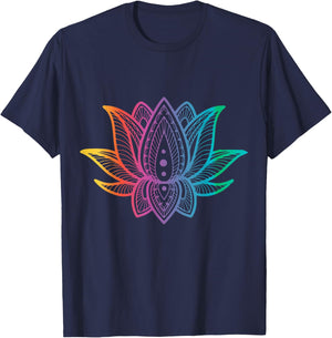 Mandala Lotus Flower Graphics T-Shirt - T-Shirt | Navy