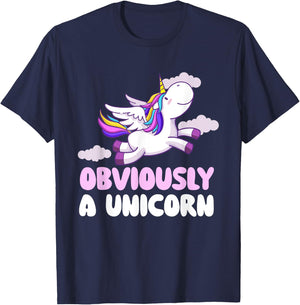 Obviously A Unicorn - Rainbow Unicorn Mystical Creature T-Shirt - T-Shirt | Navy