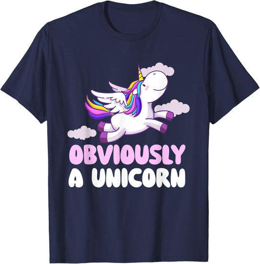 Obviously A Unicorn - Rainbow Unicorn Mystical Creature T-Shirt - T-Shirt | Navy