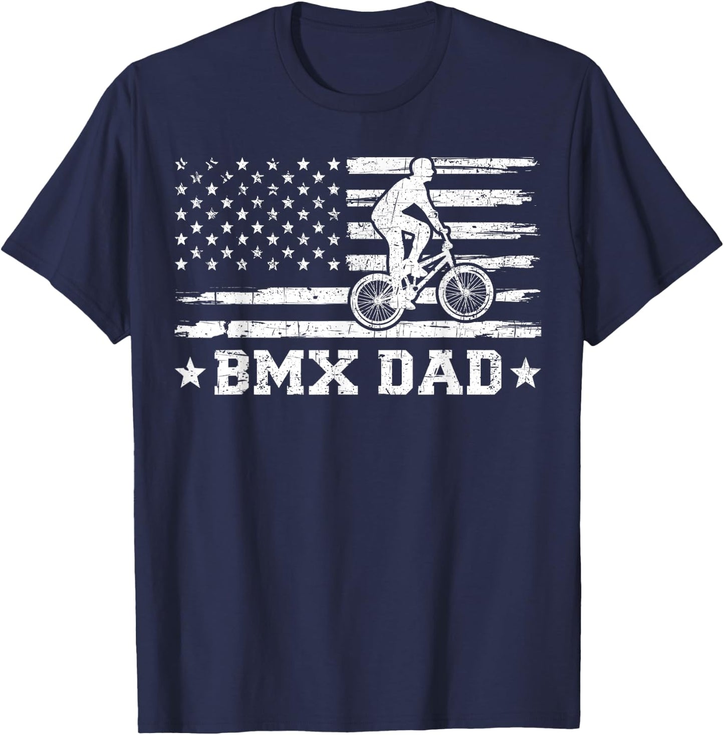 BMX Bike Rider American Flag BMX Dad Father's Day Men T-Shirt - T-Shirt | Navy