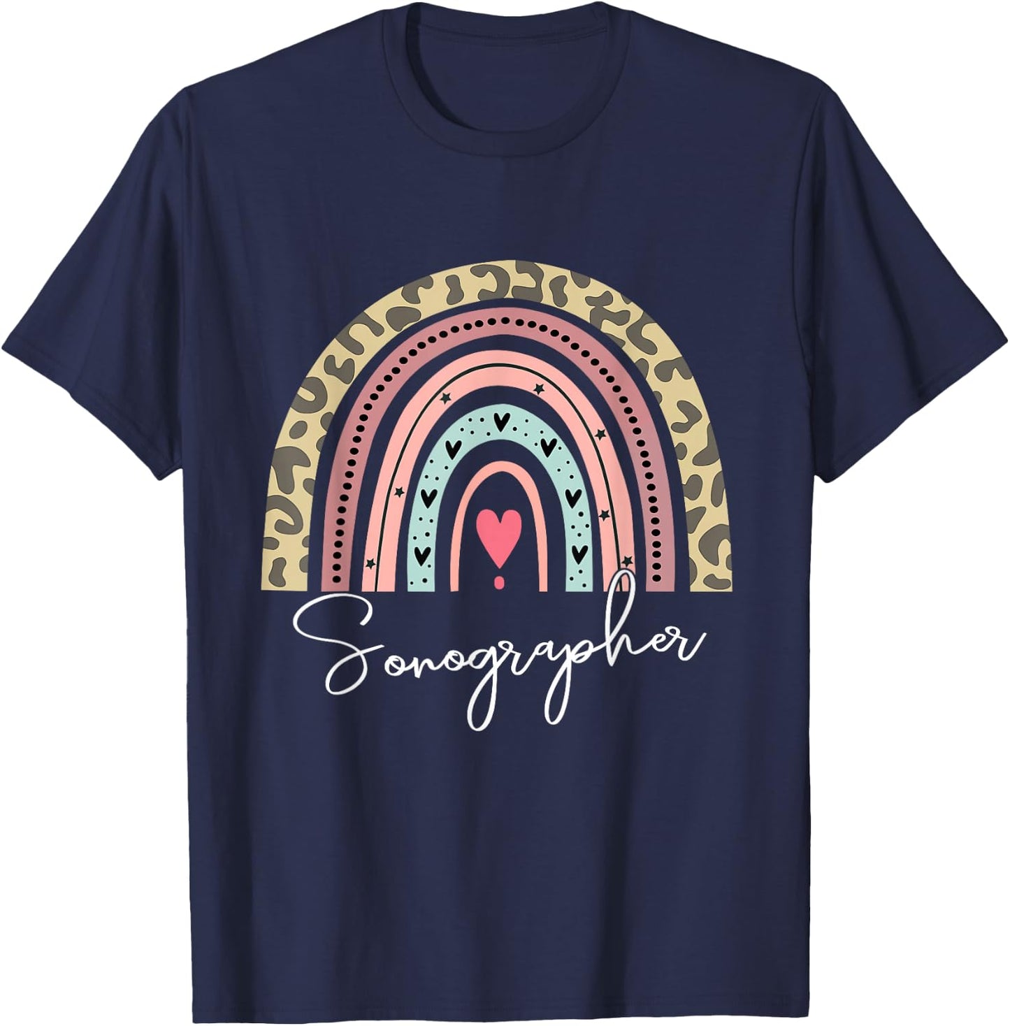 Sonographer Rainbow Sonography Ultrasound Tech Cardiac T-Shirt - T-Shirt | Navy