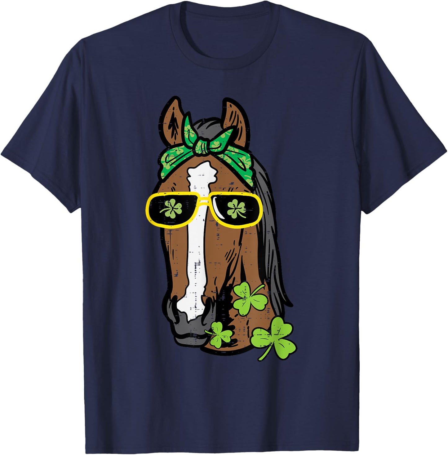 St Patricks Day Horse Saint Pattys Paddys Women Girls Kids T-Shirt - T-Shirt | Navy