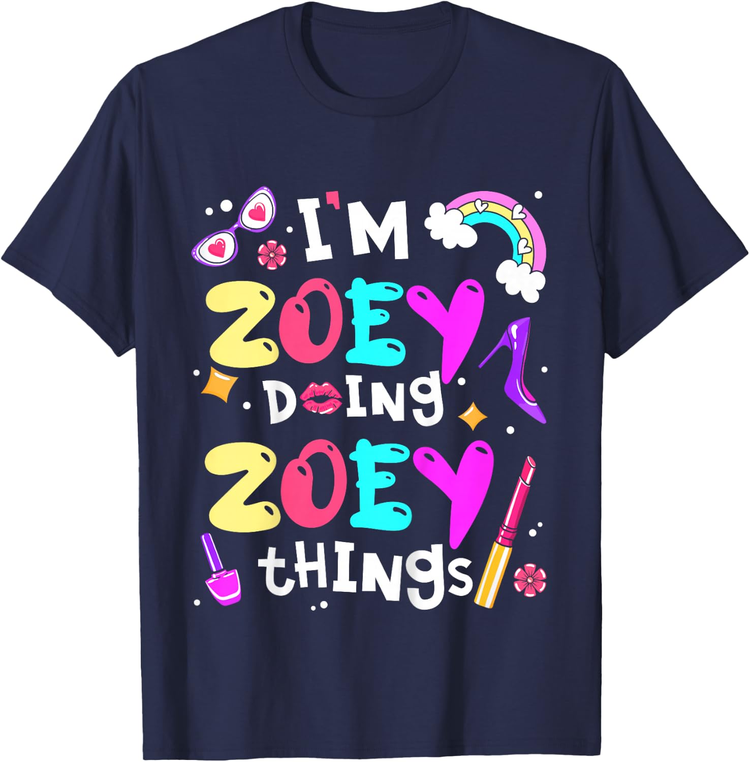 Kids I'm Zoey Doing Zoey Things Cute Girls Personalized Name T-Shirt - T-Shirt | Navy
