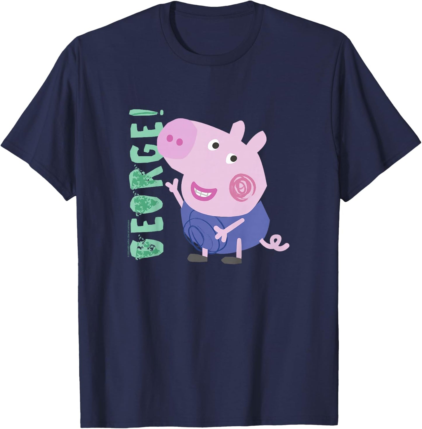 Peppa Pig George! Text Full Body Smiling Portrait T-Shirt - T-Shirt | Navy
