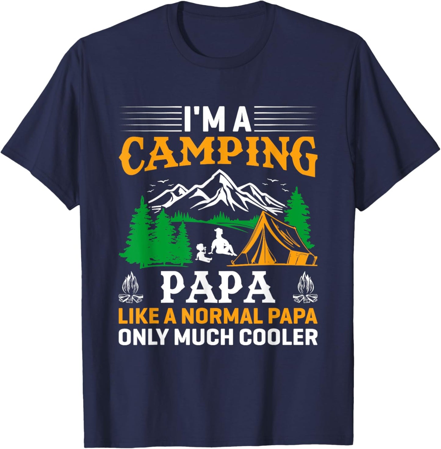 Papa Camping Fathers Day Funny Camper Dad Grandpa Men T-Shirt - T-Shirt | Navy