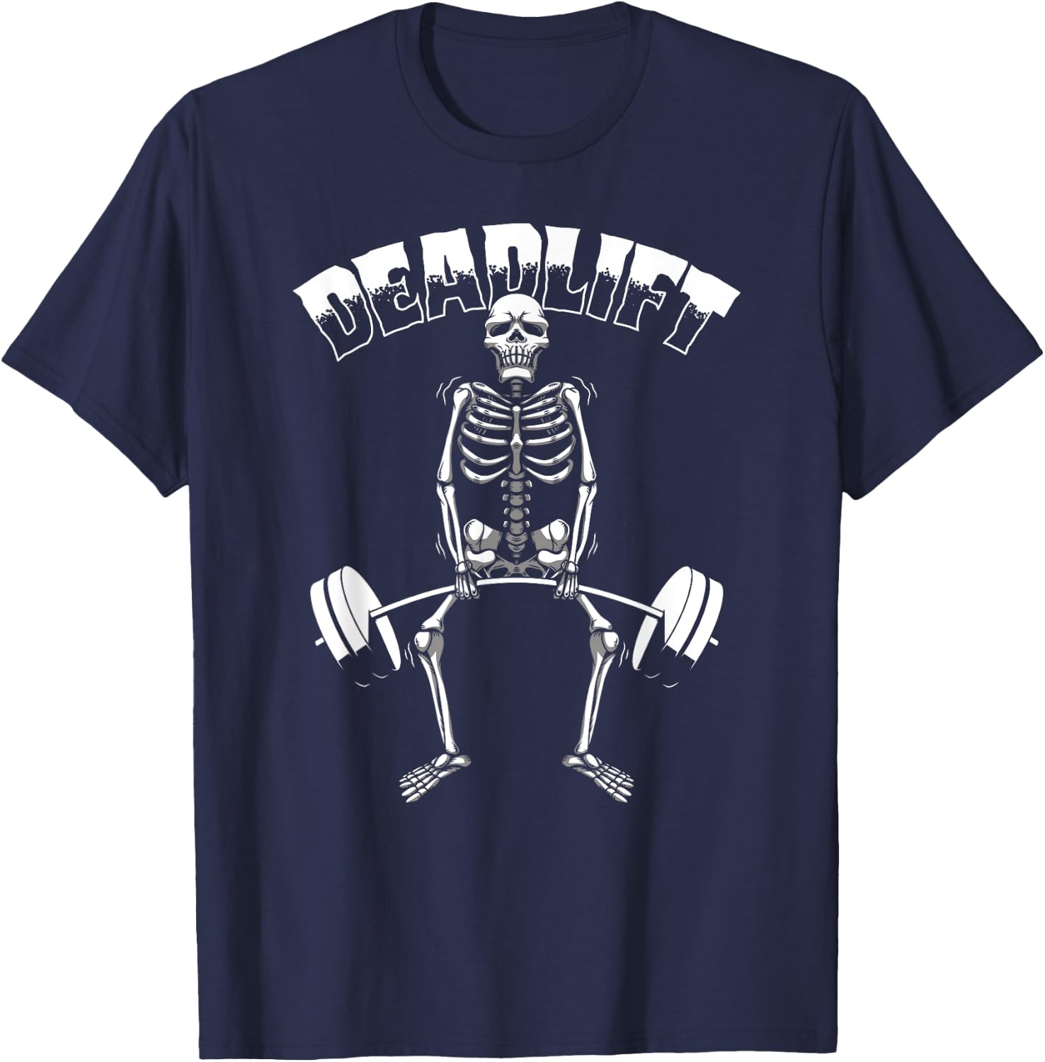 Deadlift Halloween Skeleton Weight Lifting Workout Gym Funny T-Shirt - T-Shirt | Navy