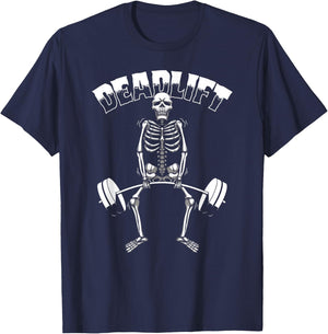 Deadlift Halloween Skeleton Weight Lifting Workout Gym Funny T-Shirt - T-Shirt | Navy