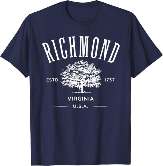 Richmond Virginia Vintage Style Design Souvenir T-Shirt - T-Shirt | Navy