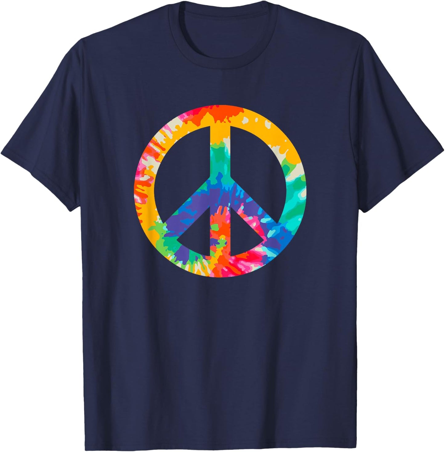 Peace Sign Retro 60s 70s Hippie Boho - Peace Symbol Tie Dye T-Shirt - T-Shirt | Navy