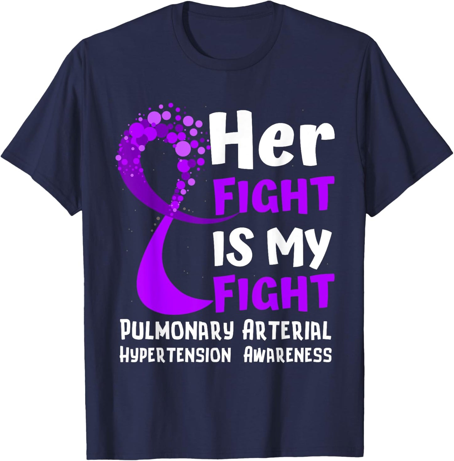 Pulmonary Arterial Hypertension Purple Ribbon Family Fighter T-Shirt - T-Shirt | Navy