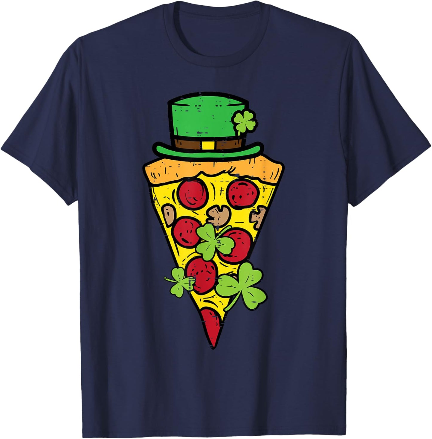 St Patricks Day Pizza Saint Paddys Pattys Men Women Kids T-Shirt - T-Shirt | Navy