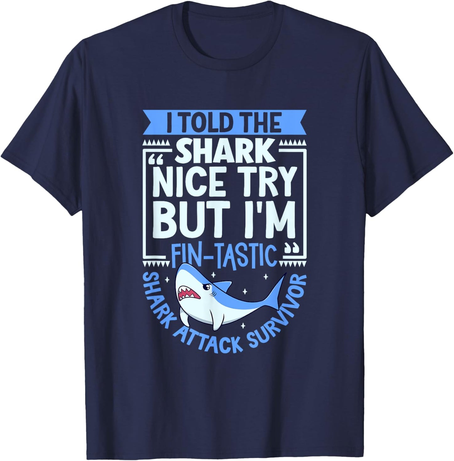 Shark Attack Survivor T-Shirt - T-Shirt | Navy