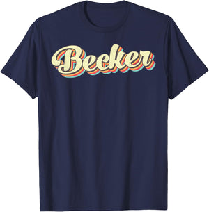 Becker Retro Art Baseball Font Vintage T-Shirt - T-Shirt | Navy