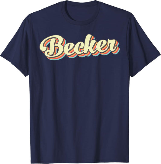 Becker Retro Art Baseball Font Vintage T-Shirt - T-Shirt | Navy
