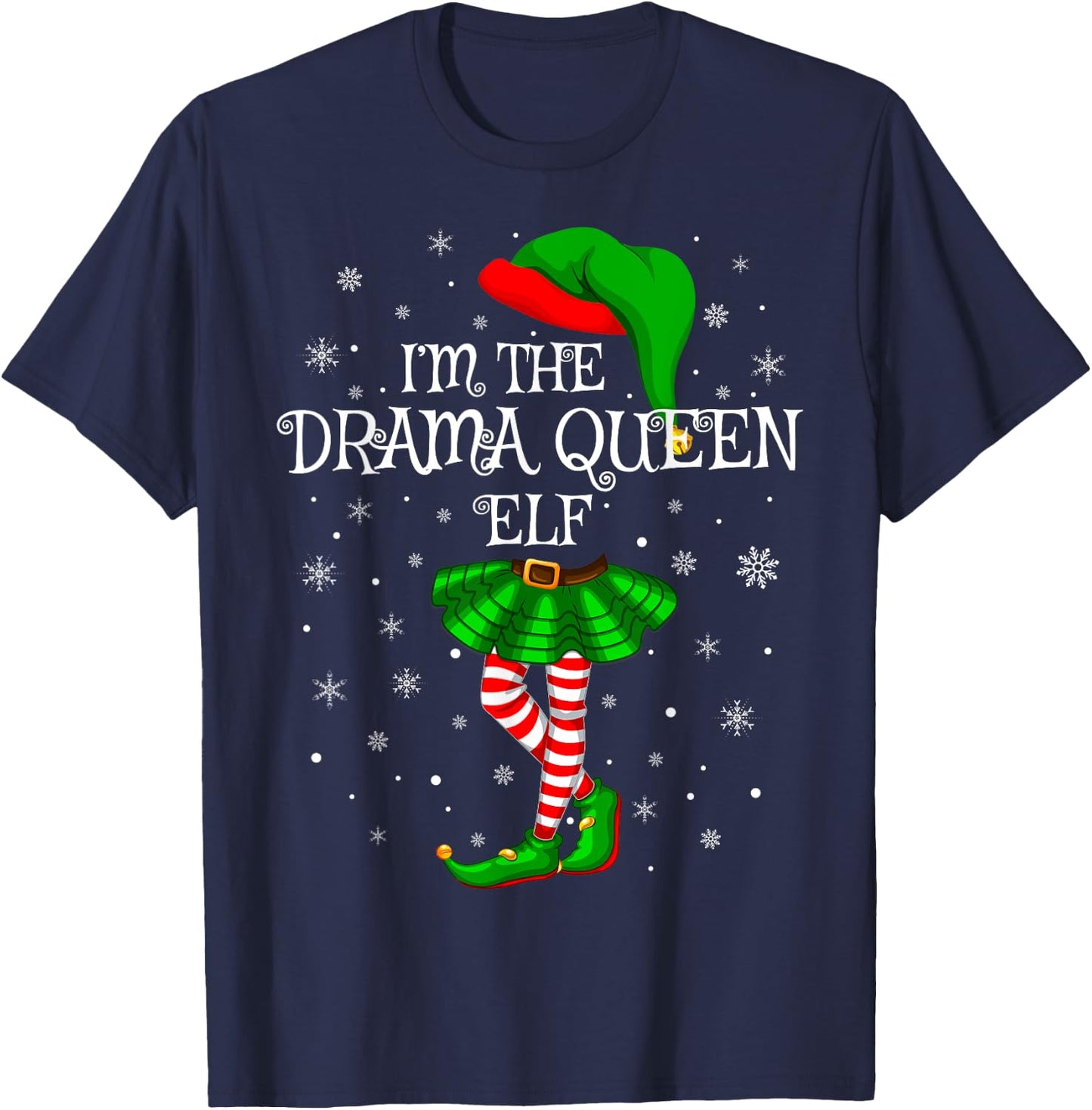 Family Matching Women Girls The Drama Queen Elf Christmas T-Shirt - T-Shirt | Navy
