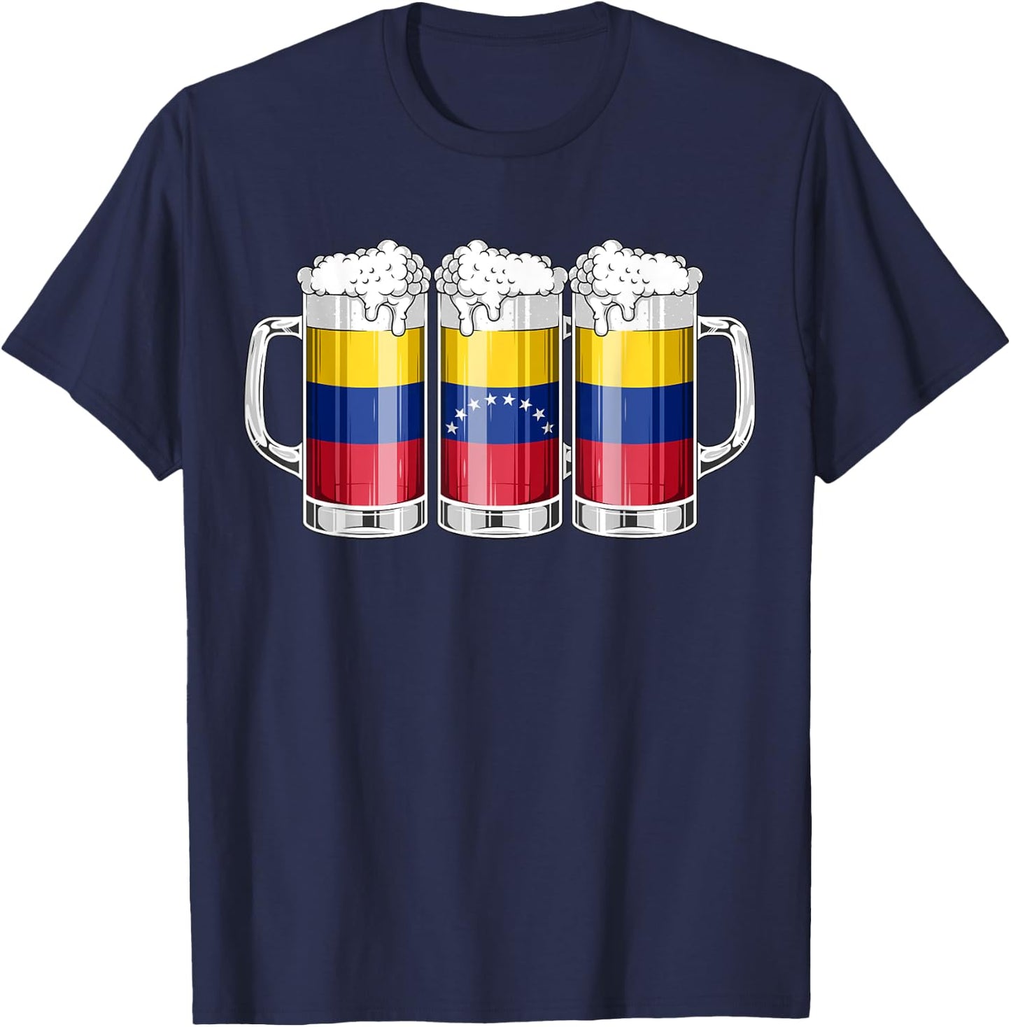 Beer Venezuelan Shirt - Beer Venezuela Flag Patriotic Men T-Shirt - T-Shirt | Navy