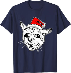 Christmas Ugly Coughing Cat Meme Women T-Shirt - T-Shirt | Navy