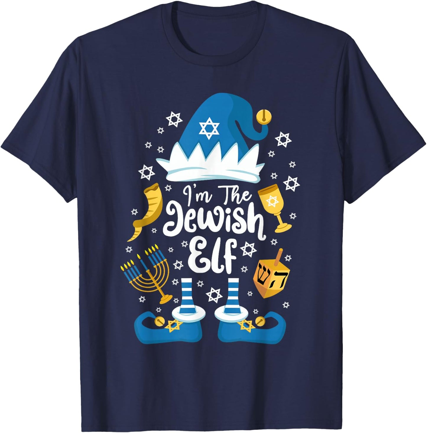 The Jewish Elf Happy Hanukkah Funny Christmas Gnome T-Shirt - T-Shirt | Navy