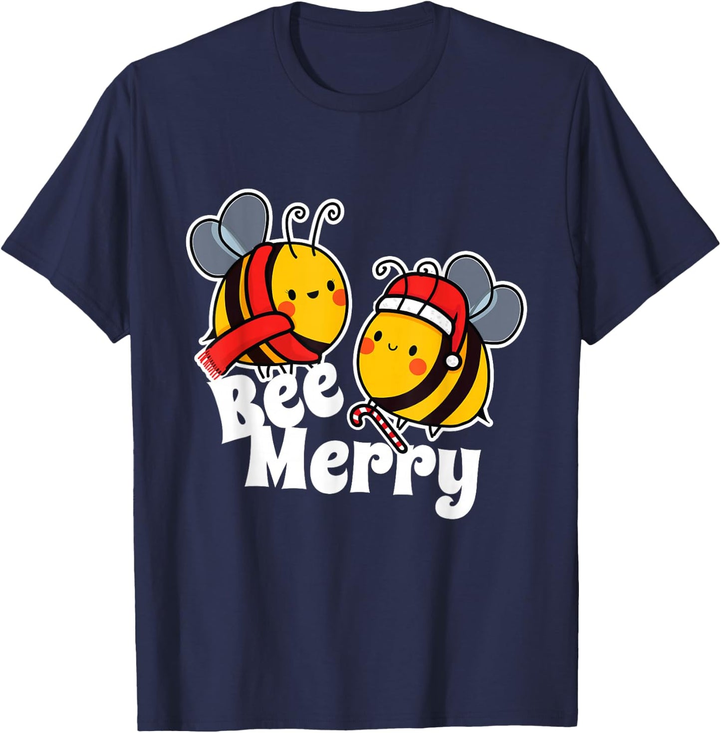 Bee Merry | Cute Honey Bees Santa Claus | Christmas T-Shirt - T-Shirt | Navy