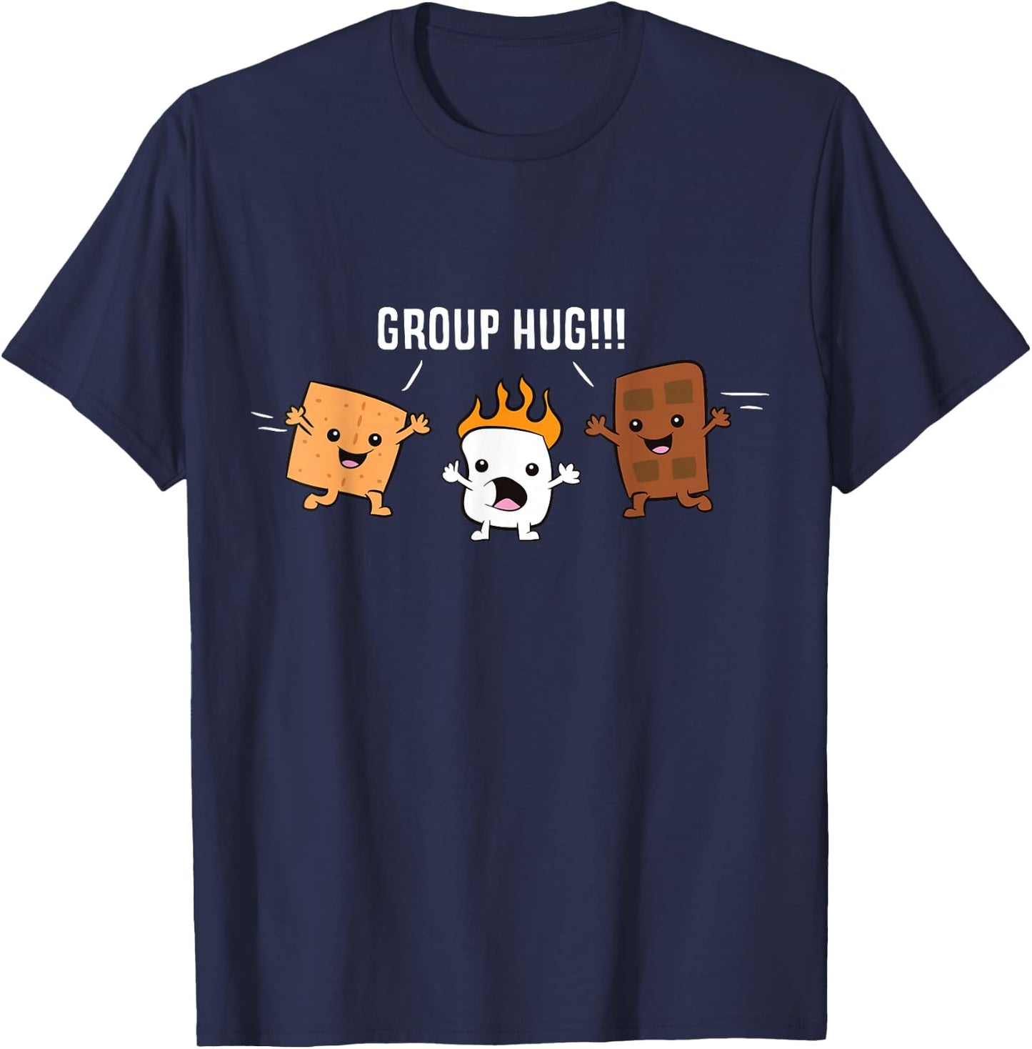 Group Hug Camping Campfire Chocolate Marshmallow S'Mores T-Shirt - T-Shirt | Navy