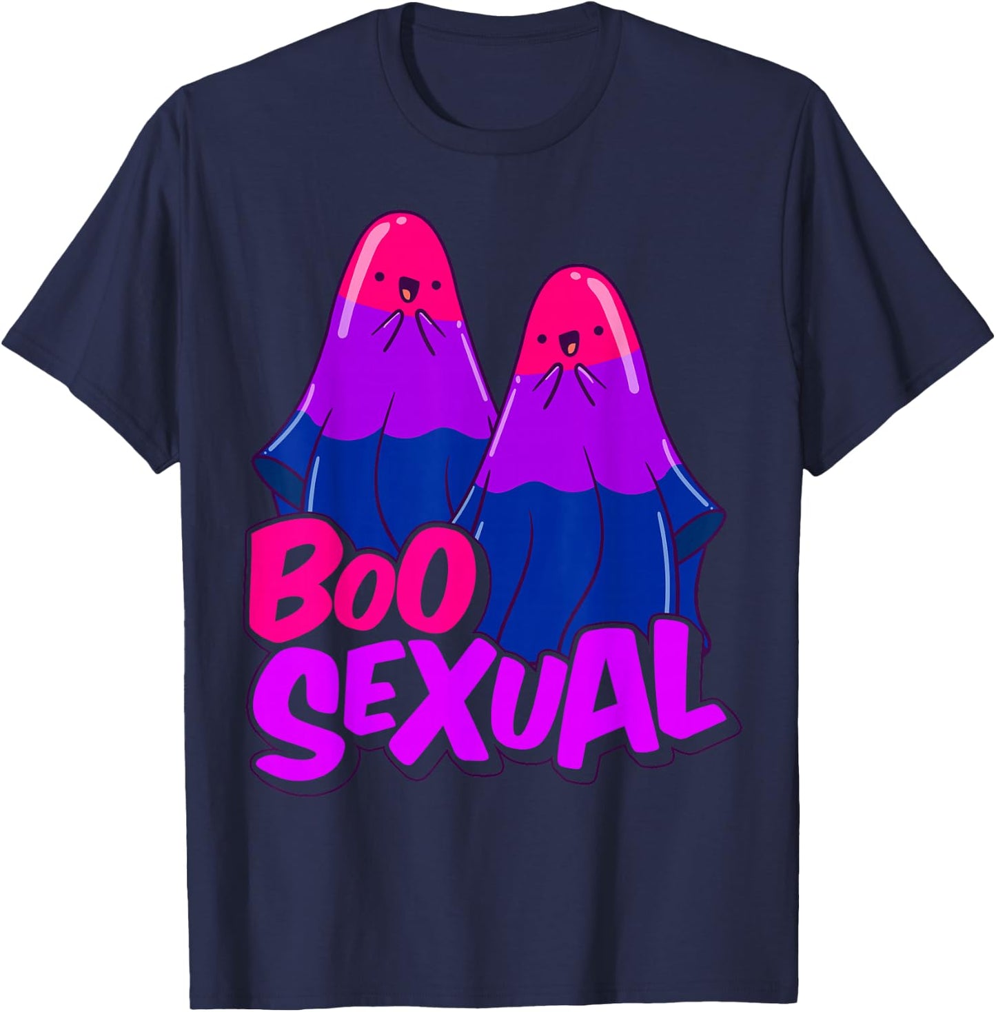 Boo Sexual Bisexual Ghost Pair Word Game for Halloween T-Shirt - T-Shirt | Navy