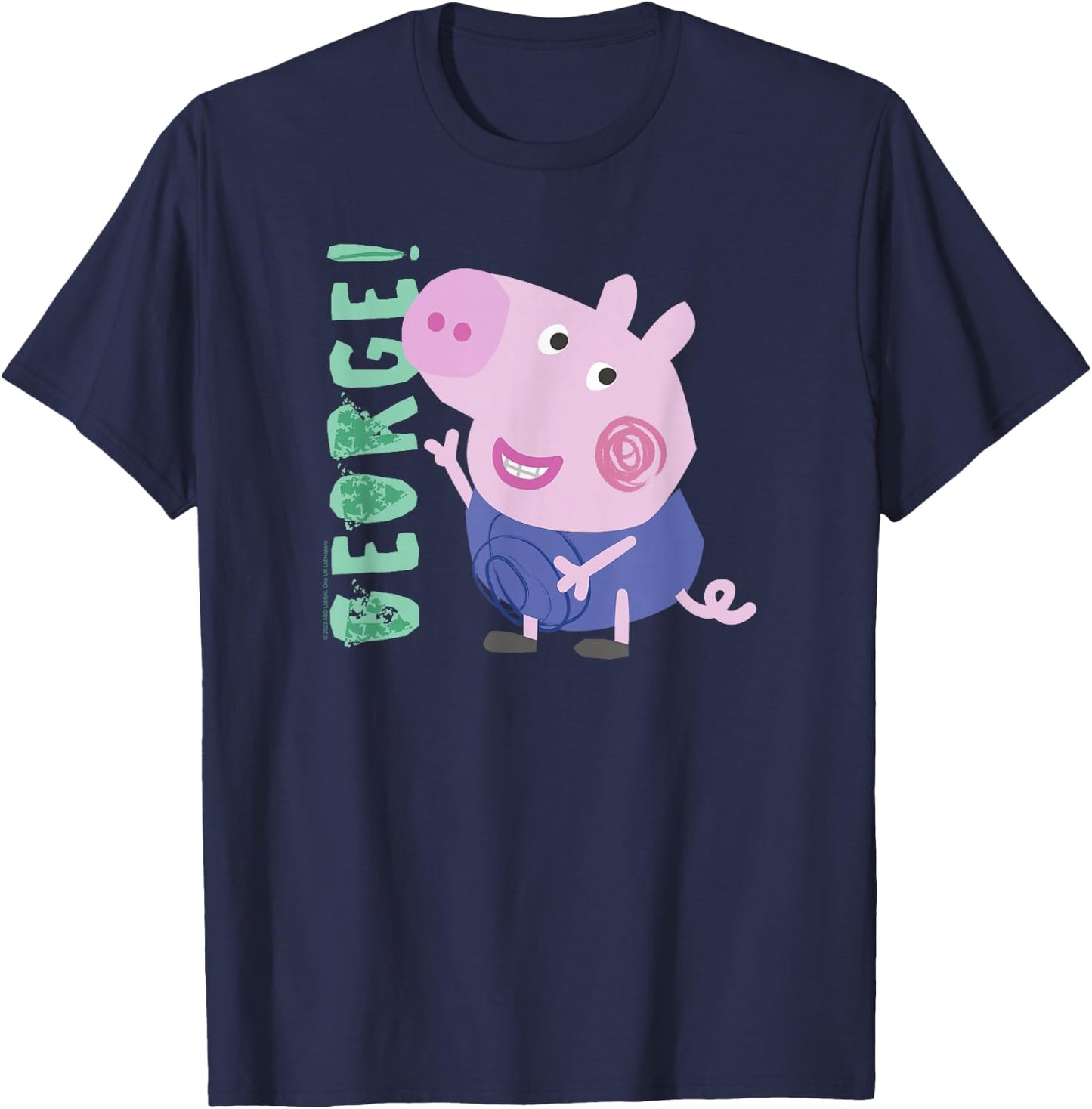 Peppa Pig George! Text Full Body Smiling Portrait T-Shirt - T-Shirt | Navy
