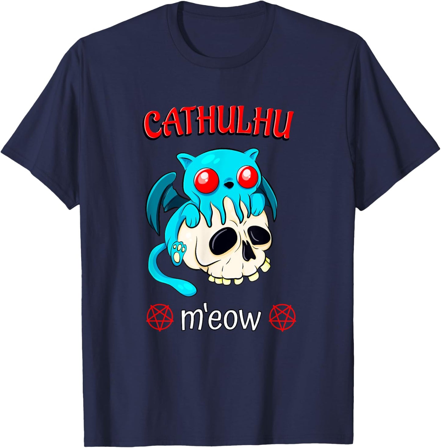 Cthulhu Cat Funny Horror Kawaii Cathulhu M'eow T-Shirt - T-Shirt | Navy