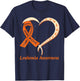 Love Hope Support Leukemia Cancer Awareness Orange Rribbon T-Shirt - T-Shirt | Navy