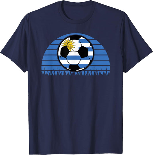 Uruguay Flag Soccer Patriotic Football Kids Boys T-Shirt - T-Shirt | Navy
