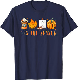 Tis The Season Optician Pumpkin Spice Fall Leaves Autumn T-Shirt - T-Shirt | Navy