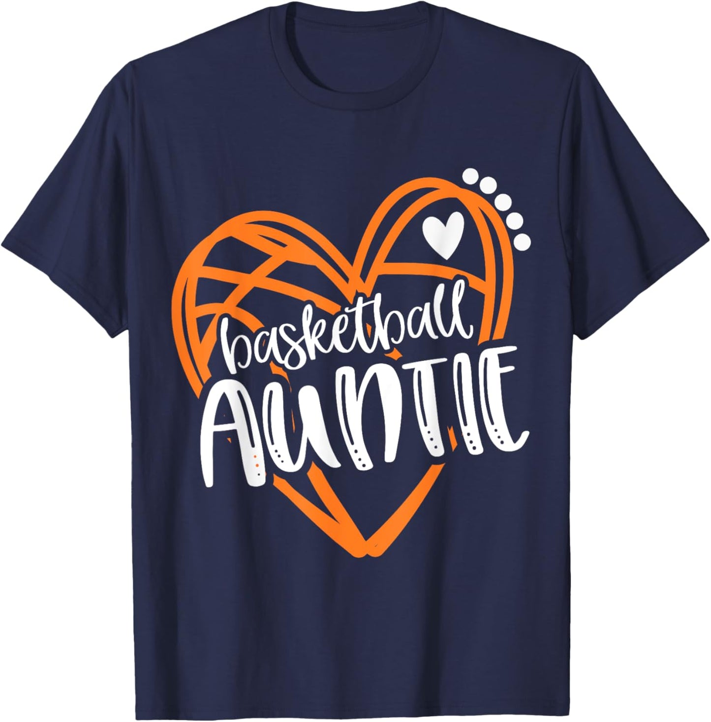 Girls Basketball AUNTIE Heart Distressed T-Shirt - T-Shirt | Navy