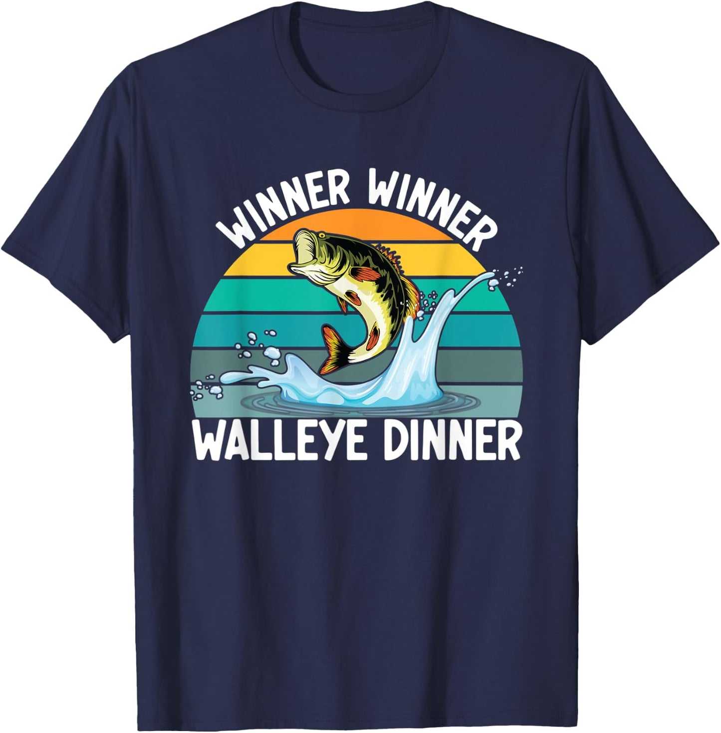 Winner Winner Walleye Dinner Fishing Lover Walley Fisherman T-Shirt - T-Shirt | Navy