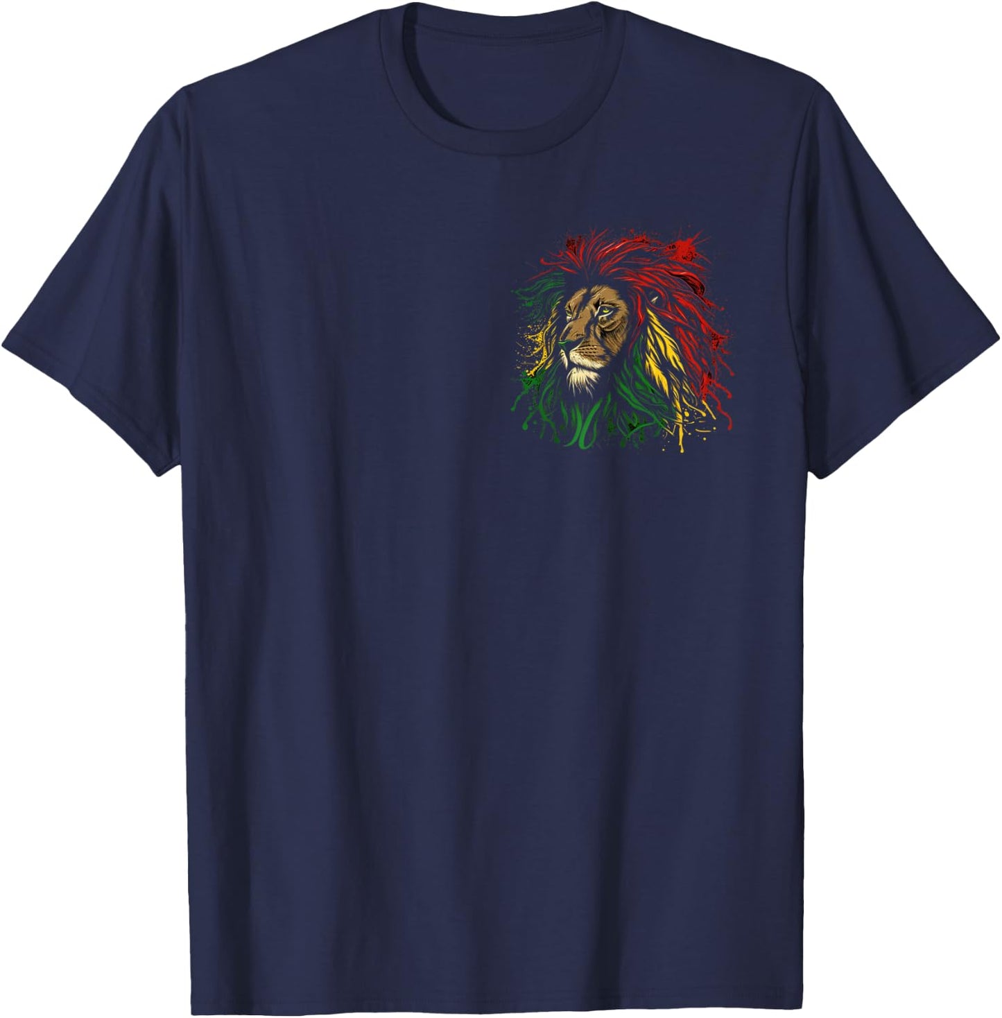 Rasta Reggae Lion Of Judah Jamaica Roots Rastafarian Lion T-Shirt - T-Shirt | Navy