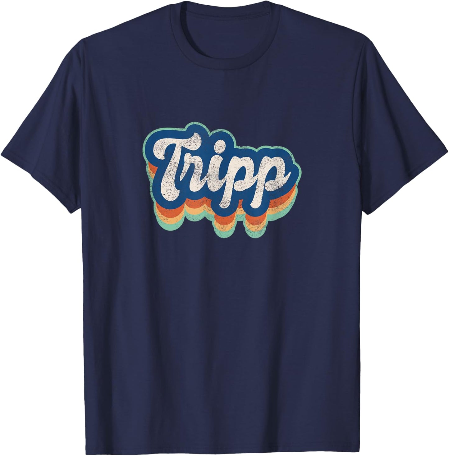 Tripp First Name Boy Vintage Style 70s 80s Personalized T-Shirt - T-Shirt | Navy