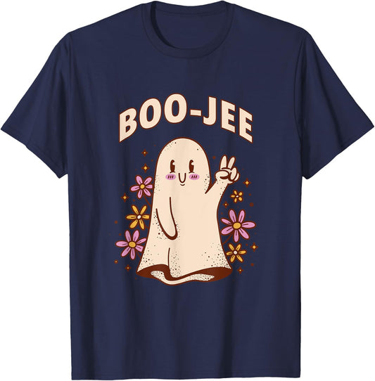 Cute Ghost Spooky Season Halloween Costume Boogee Boo-Jee T-Shirt - T-Shirt | Navy