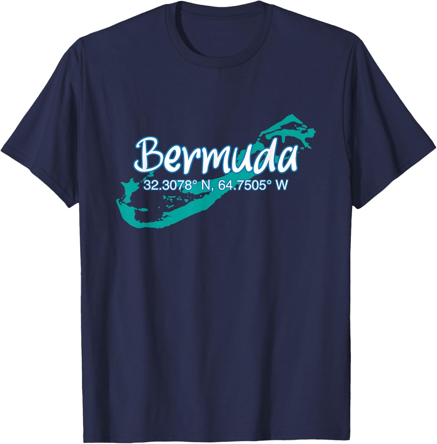 Bermuda Island Coordinates, Tourist Vacation T-Shirt - T-Shirt | Navy