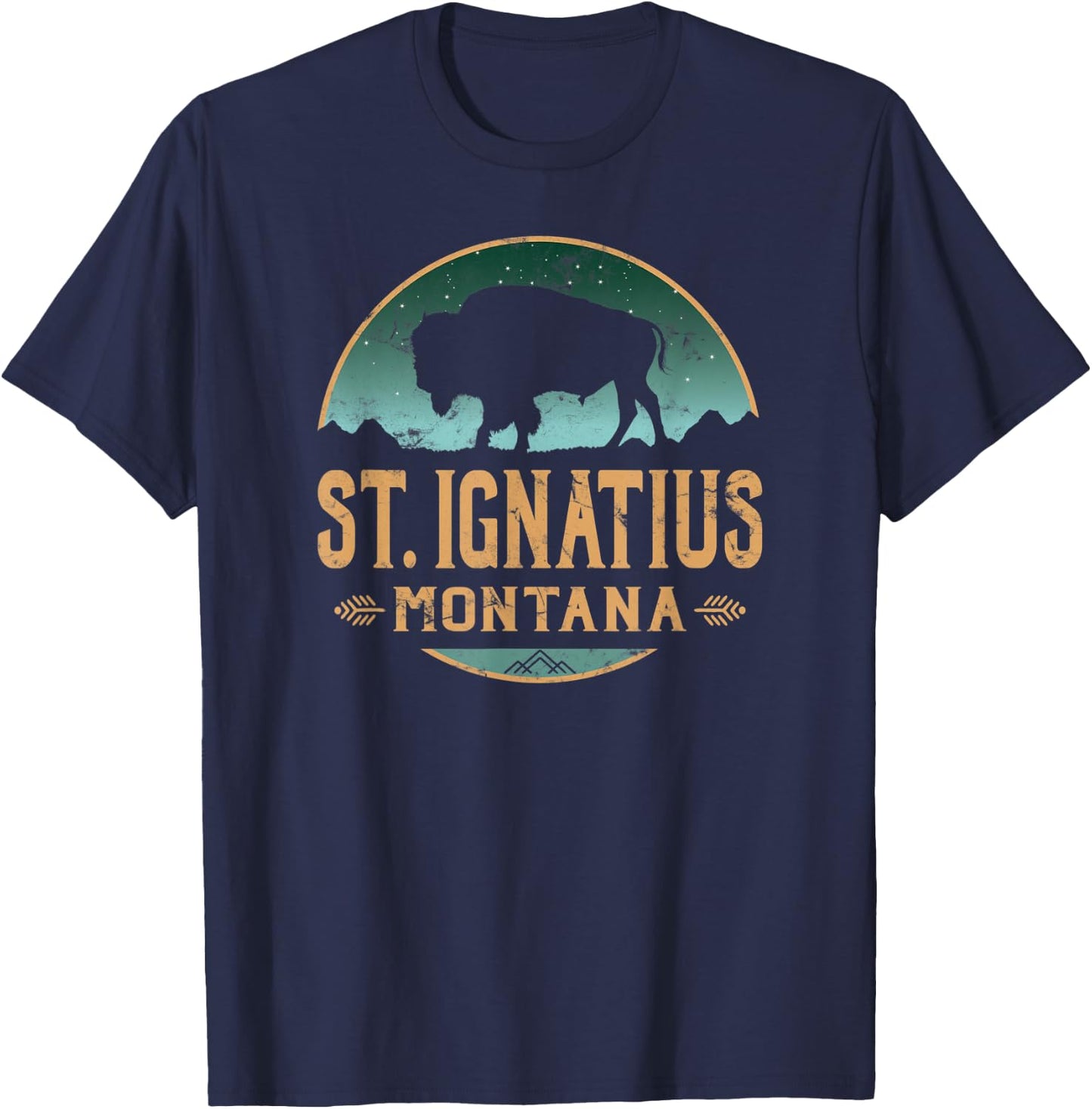 St. Ignatius Montana MT Buffalo Bison T-Shirt - T-Shirt | Navy